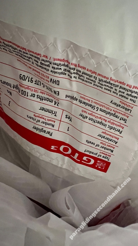 GIN Gliders Gto3, S, 2026, (80-95kg), 0h