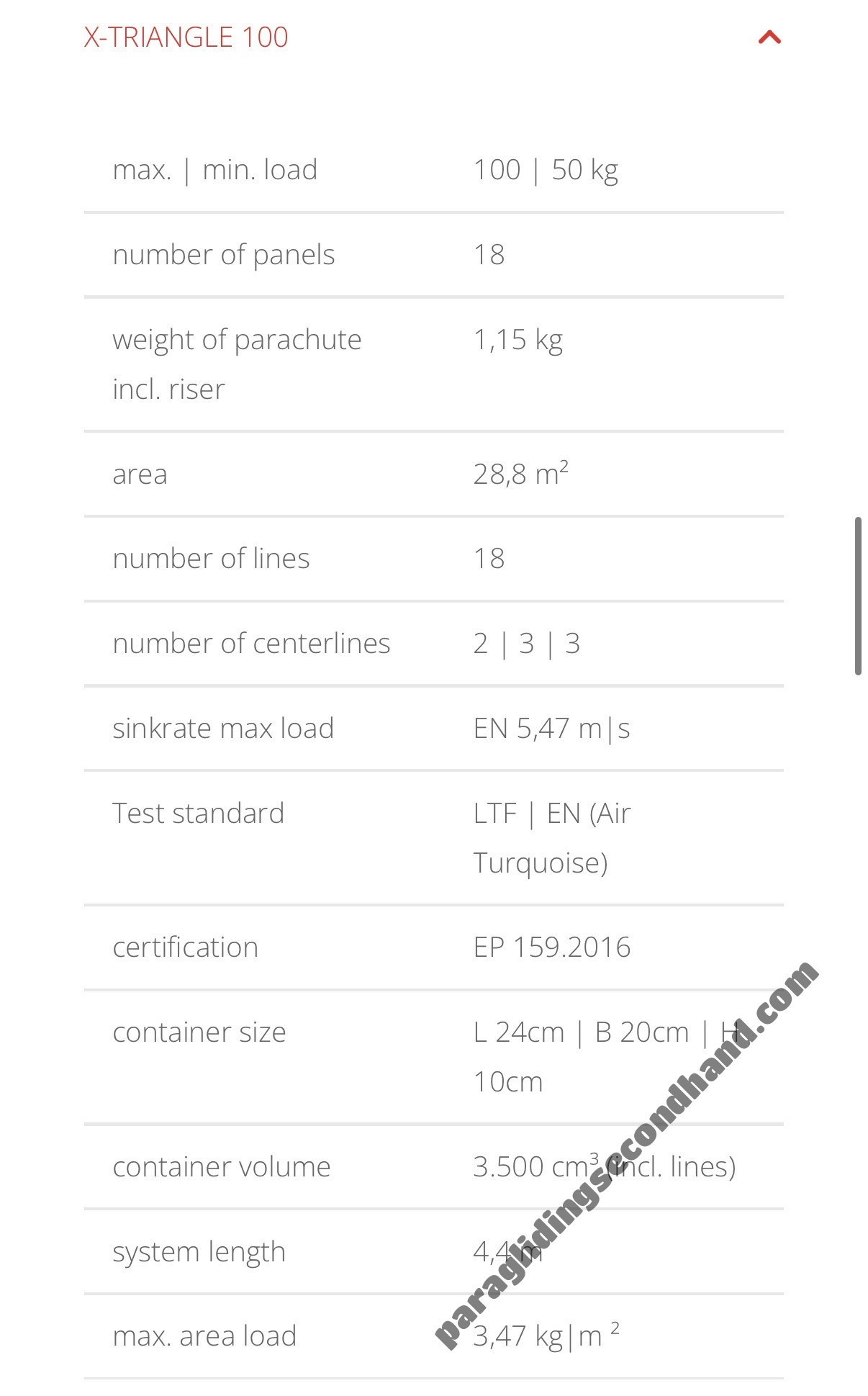 X-Triangle 100 ultralight steerable rescue parachute (2023) – Freshly repacked - Εικόνα 2