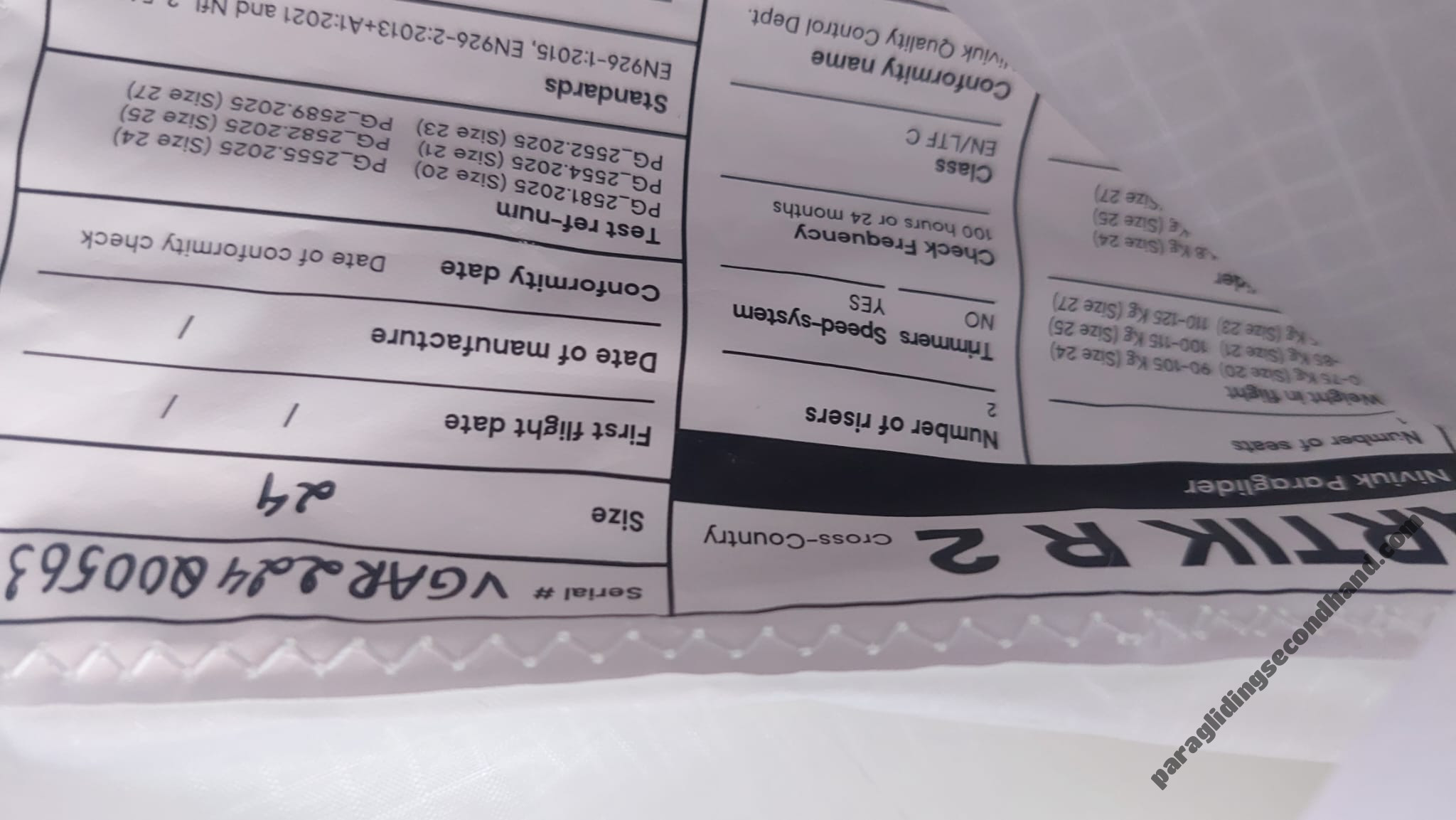 Niviuk Artik R2, 24, 2026, (90-105kg), 5h