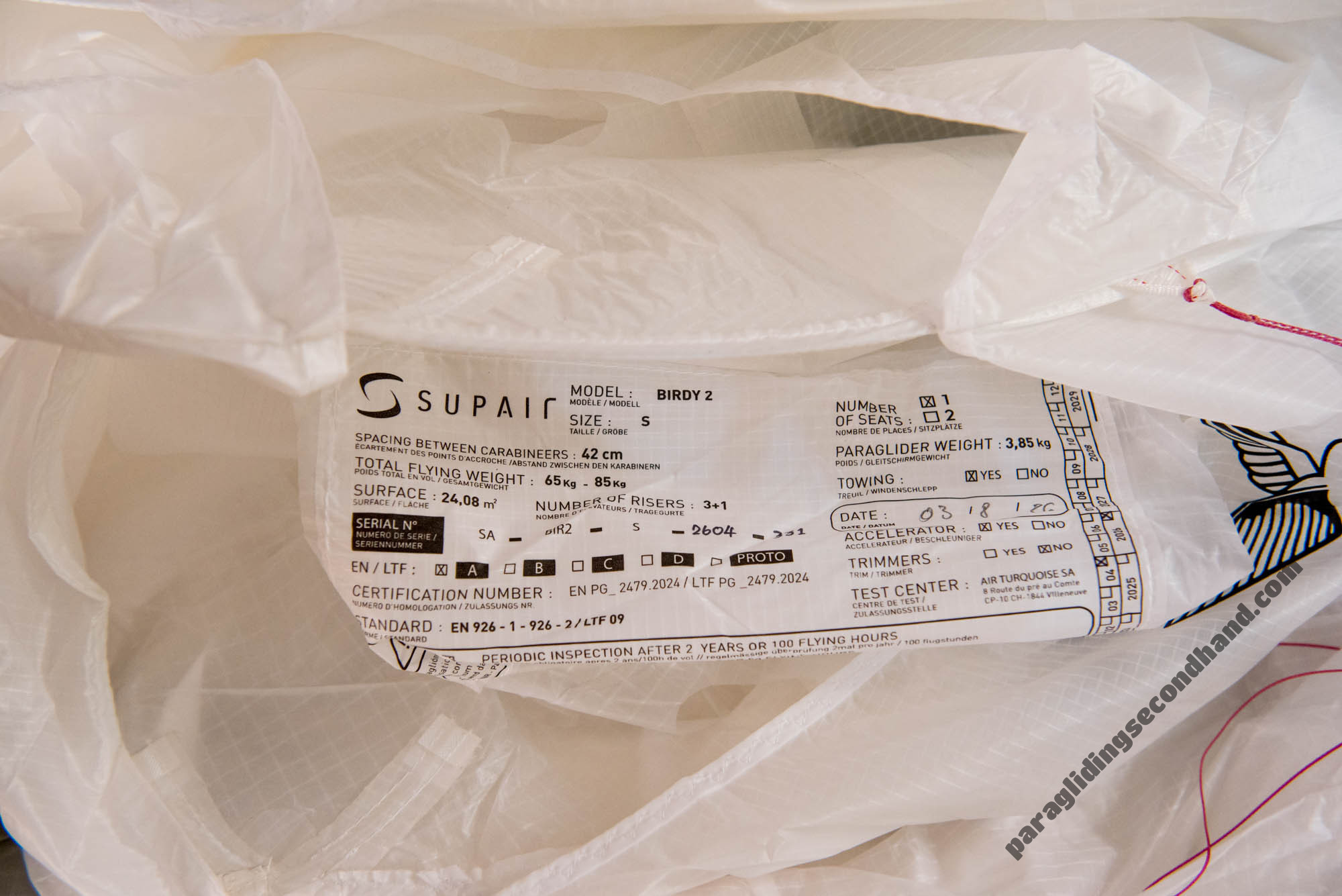 Supair Birdy 2, S, 2026, (65-85kg), 2h
