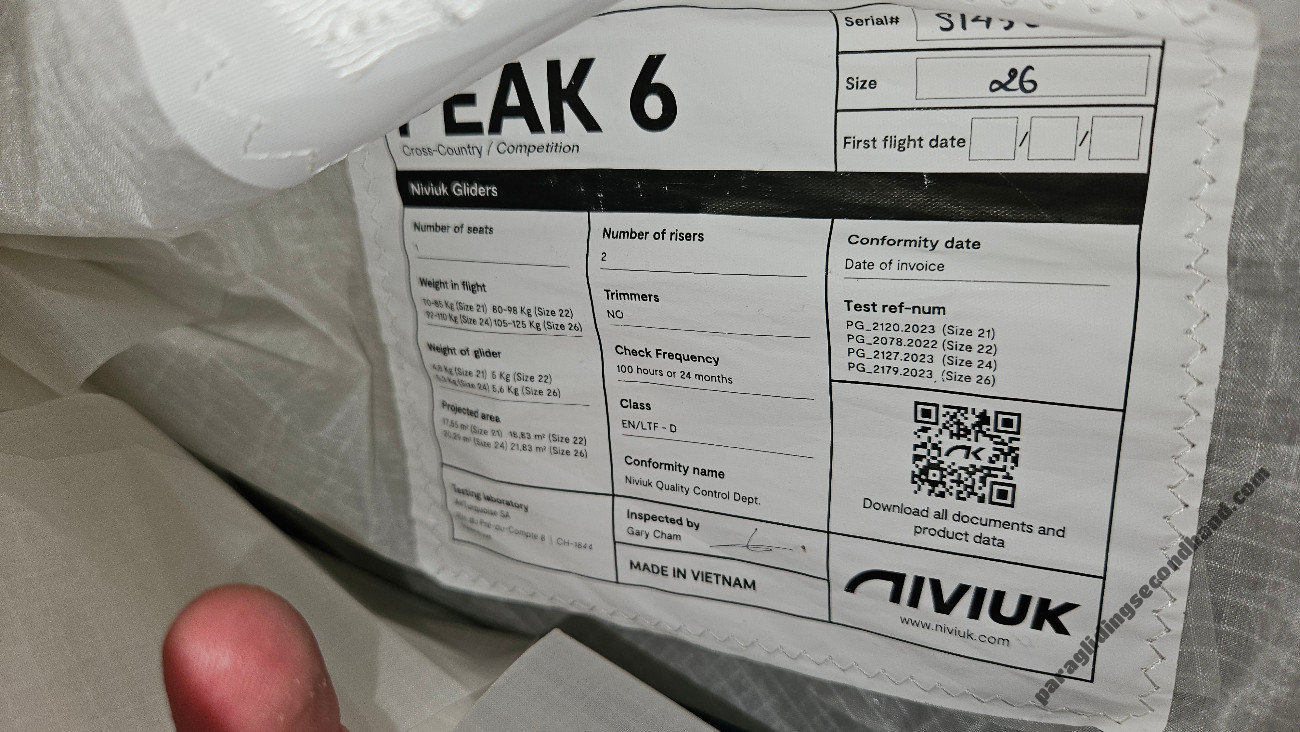 Niviuk Peak 6, 26, 2024, (105-125kg), 435h - Image 8