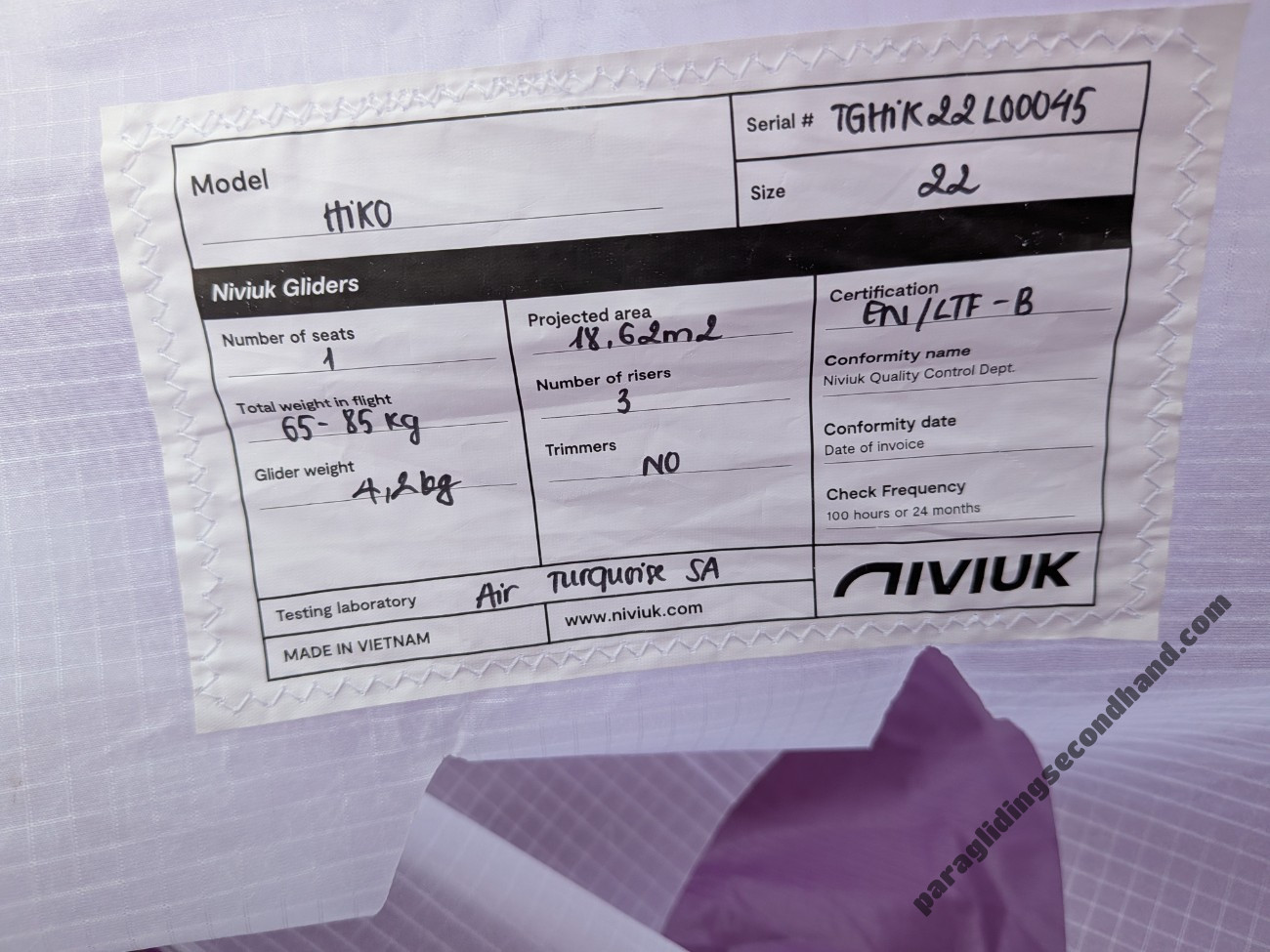 Niviuk Hiko, 22, 2024, (65-85kg), 17h - Image 2