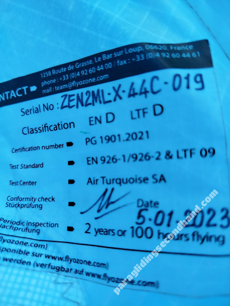 Ozone Zeno 2, ML, 2023, (95-110kg), 309h - Image 2