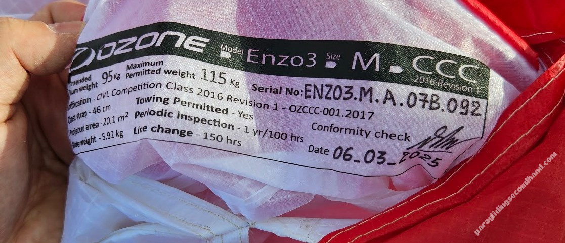 Ozone Enzo 3, M, 2025, (100-115kg), 135h - Image 8