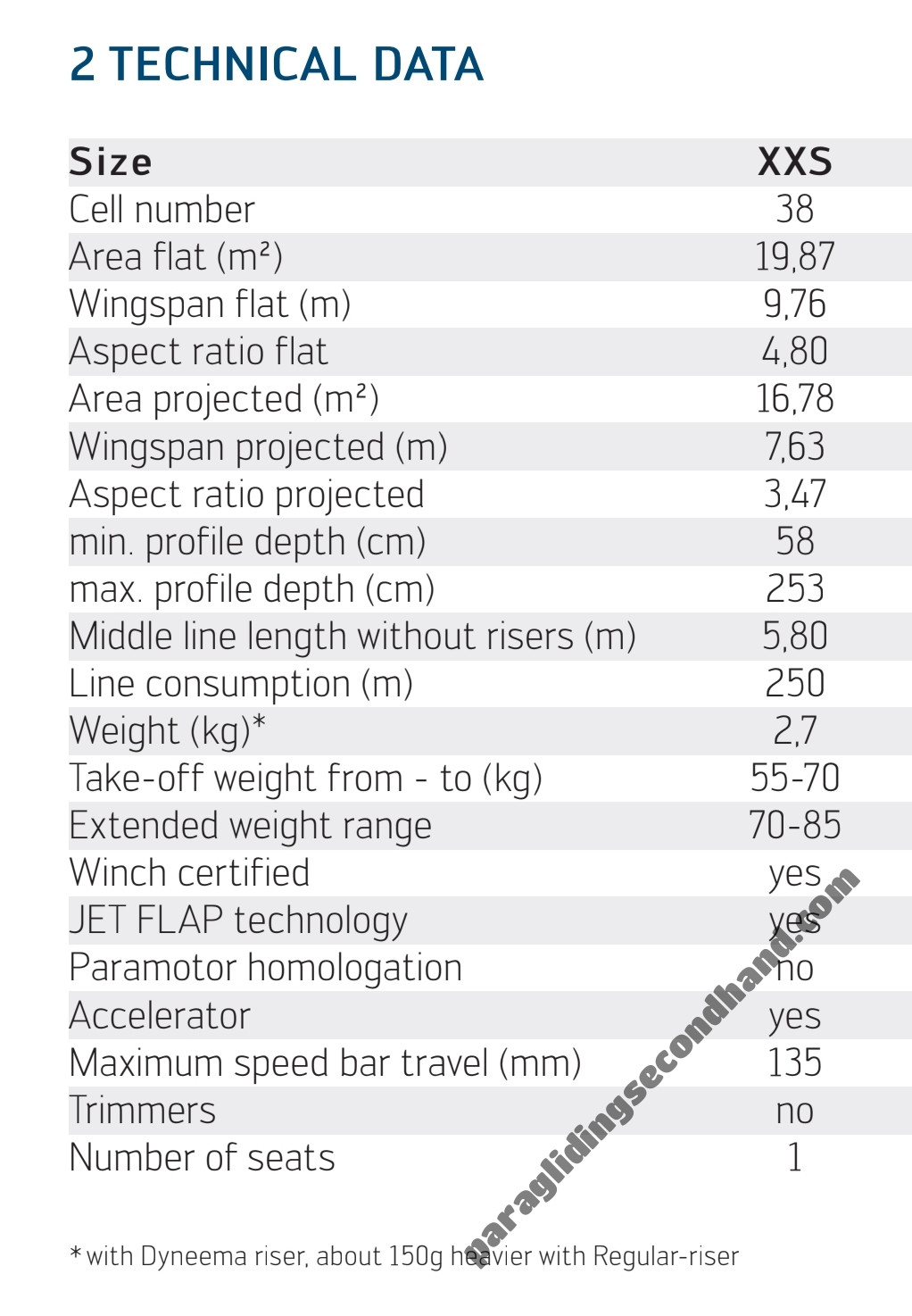 Skywalk MASALA 3, XXS, 2017, (55-85kg), 75h - Image 3