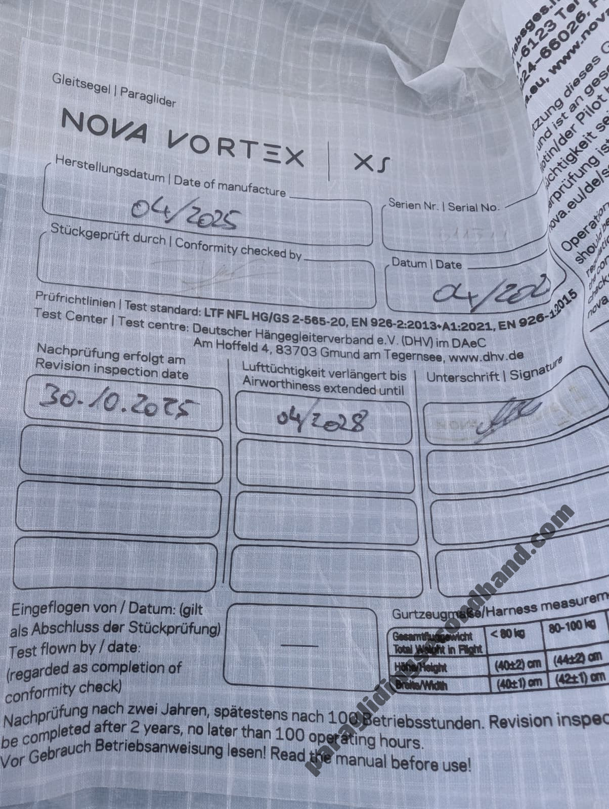 Nova VORTEX, XS, 2025, (70-95kg), 70h - Image 3
