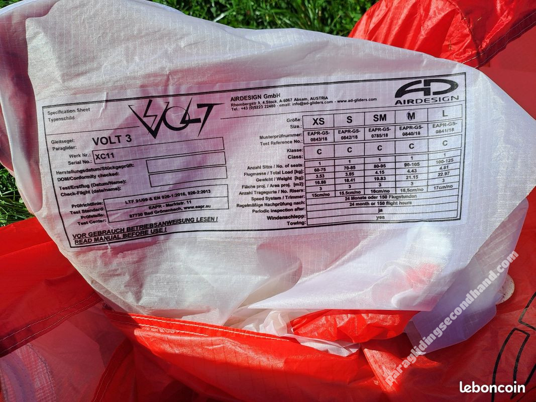 Air Design Volt 3, M, 2019, (90-105kg), 150h - Image 2