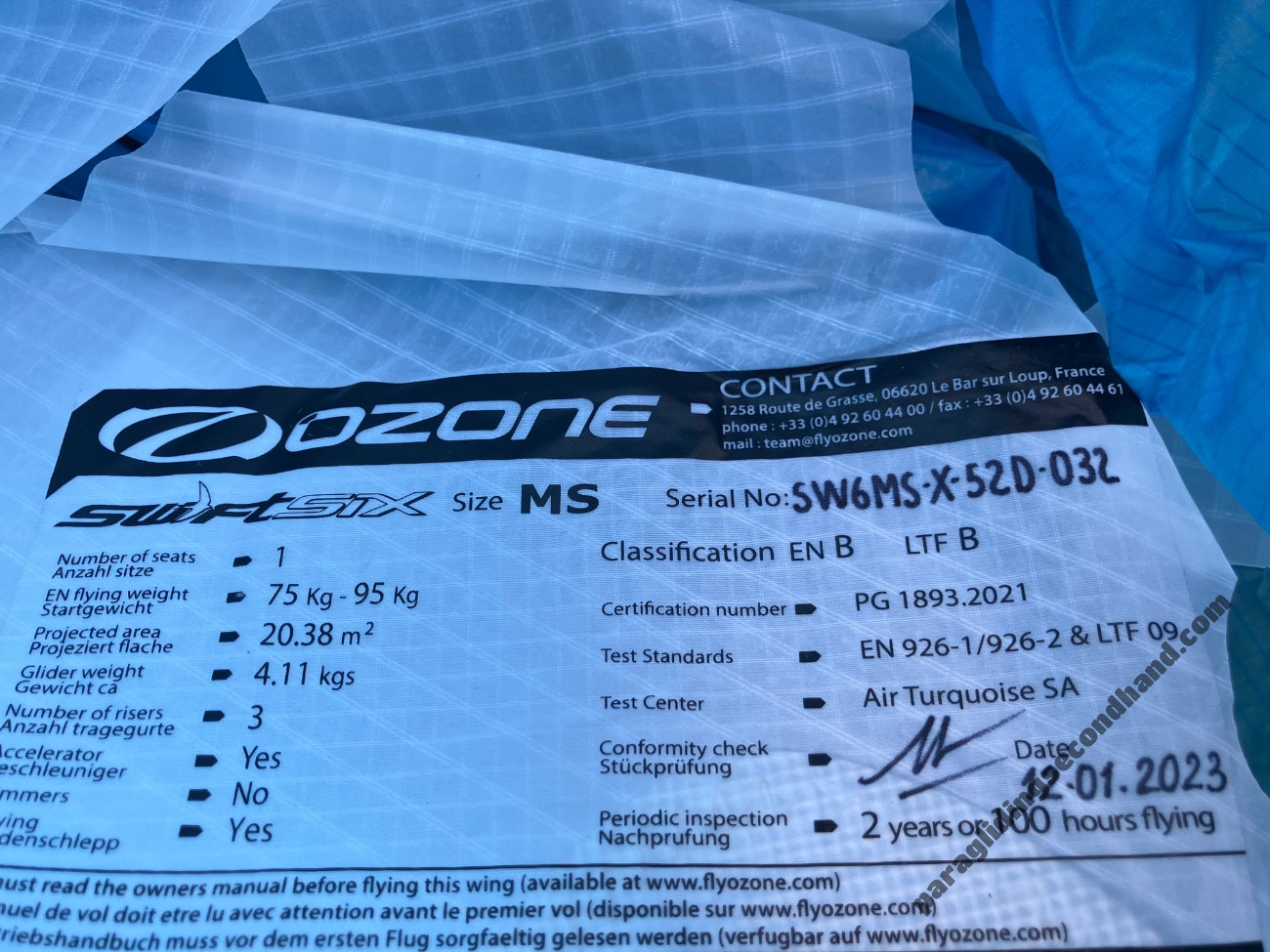 Ozone Swift 6, MS, 2023, (75-95kg), 75h - Image 3