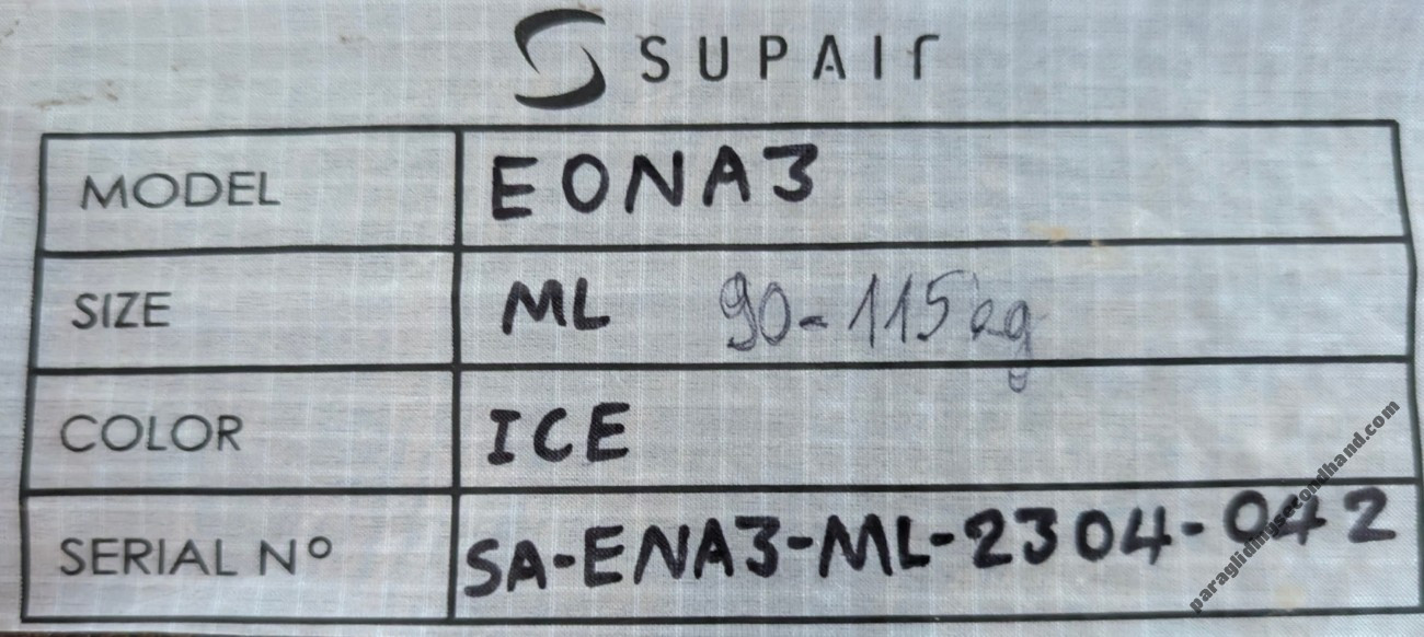 Supair Eona 3, ML, 2023, (90-115kg), 3h - Image 2