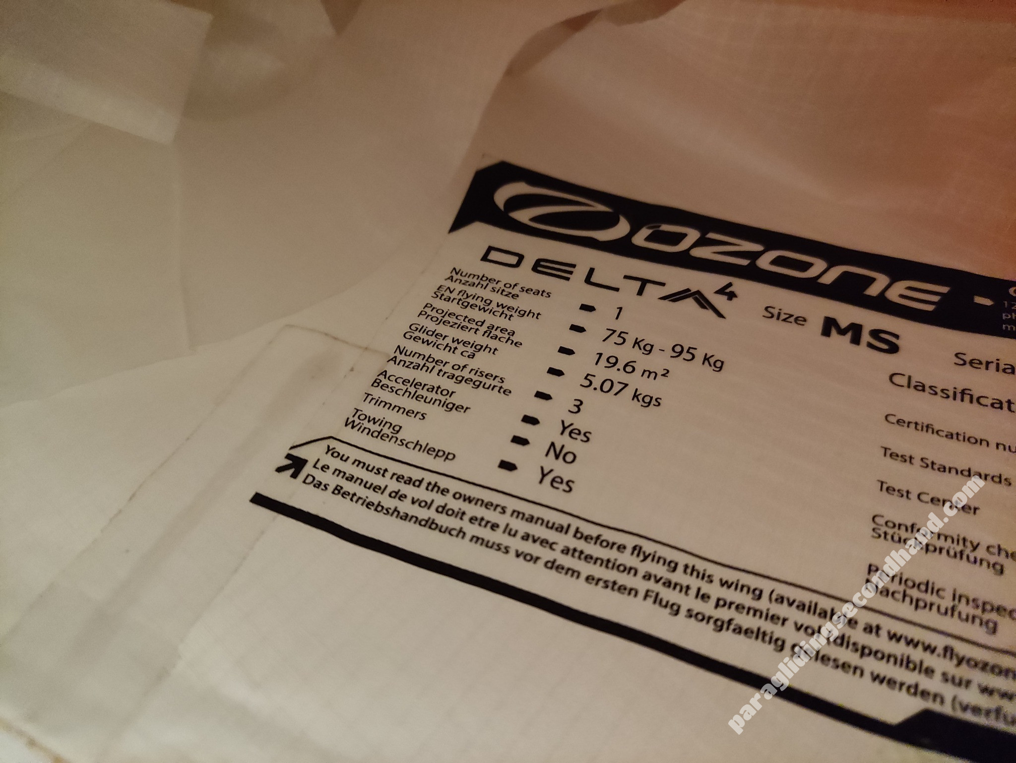 Ozone Delta 4, MS, 2020, (75-95kg), 300h - Image 3