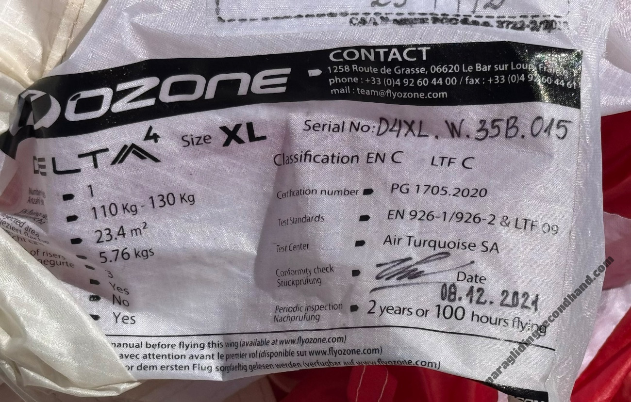 Ozone Delta 4, Xl, 2021, (112-128kg), 120h - Image 2