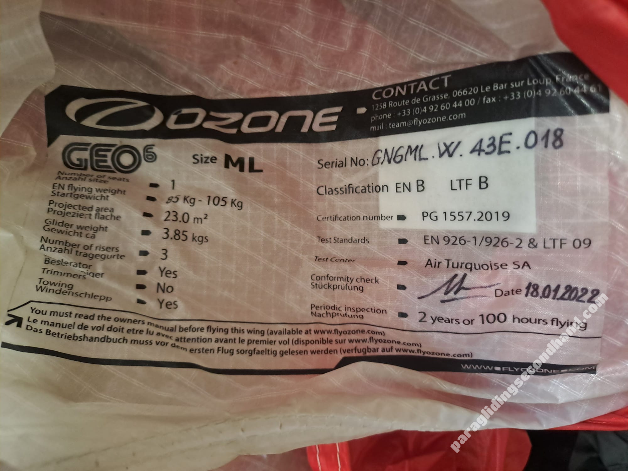 Ozone Geo 6, ML, 2022, (85-105kg), 105h - Image 2