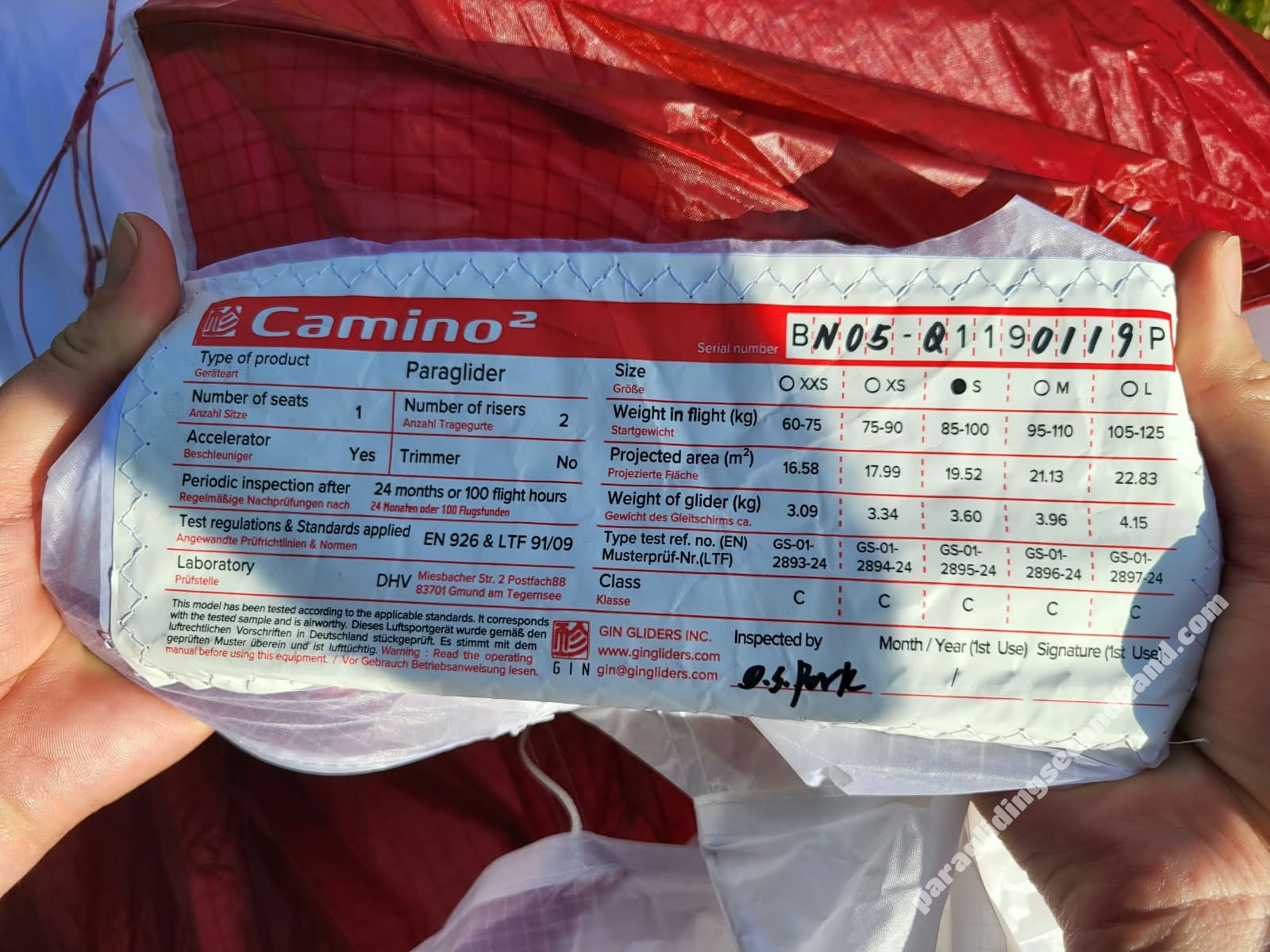 GIN Gliders Camino 2, S, 2025, (85-100kg), 5h - Imagen 4