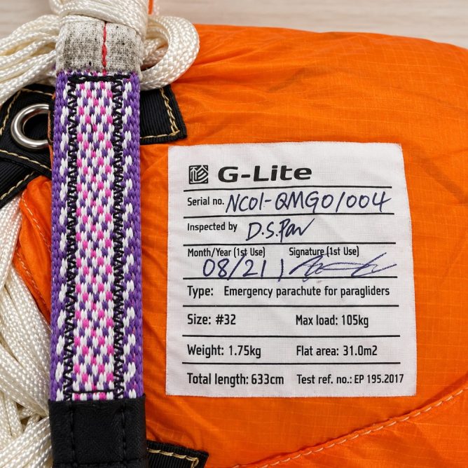 GIN G-Lite 32 Reserve Parachute – 2022 – Excellent Condition