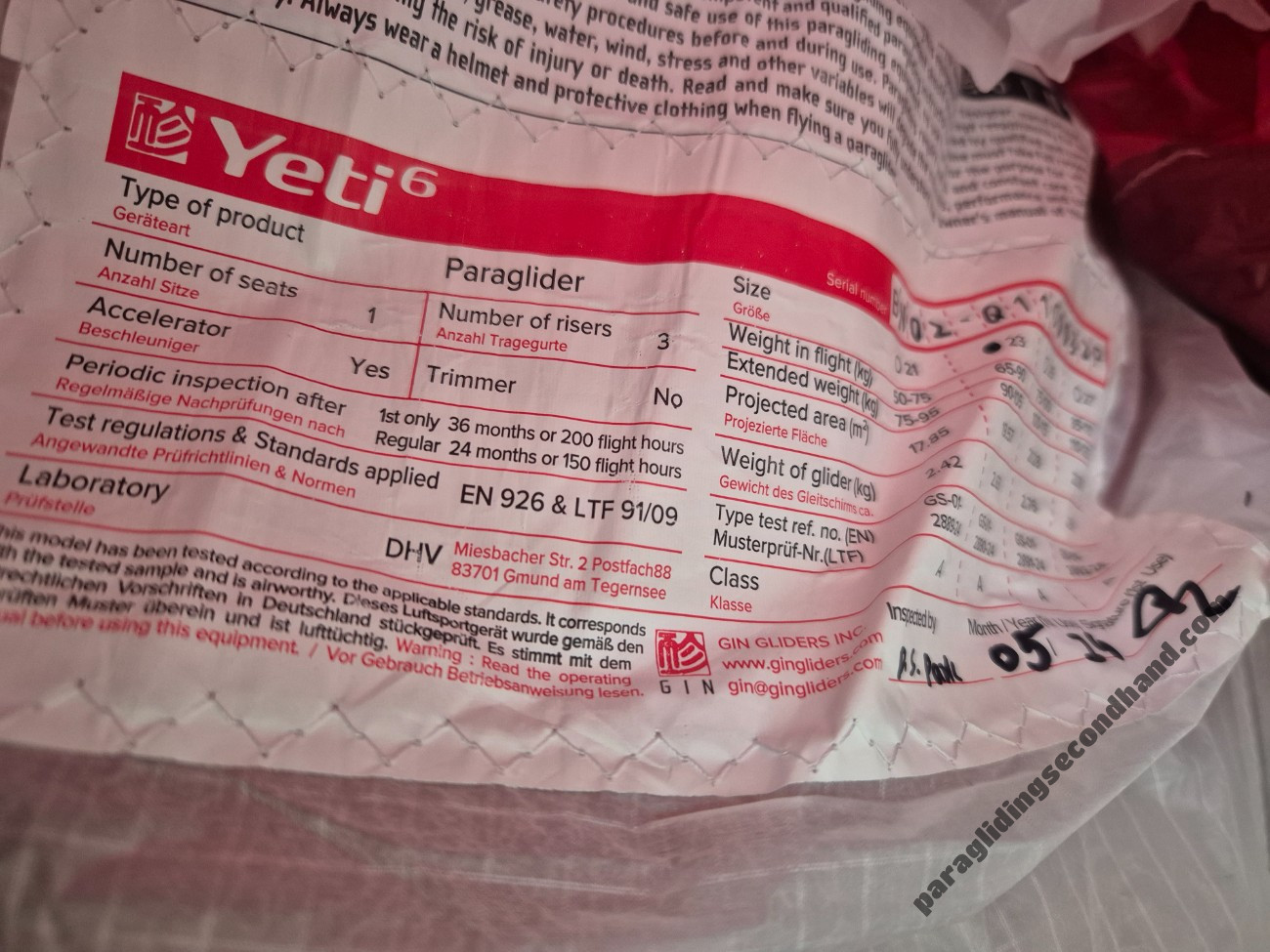 GIN Gliders Yeti 6, 23, 2024, (65-105kg), 50h - Imagen 7