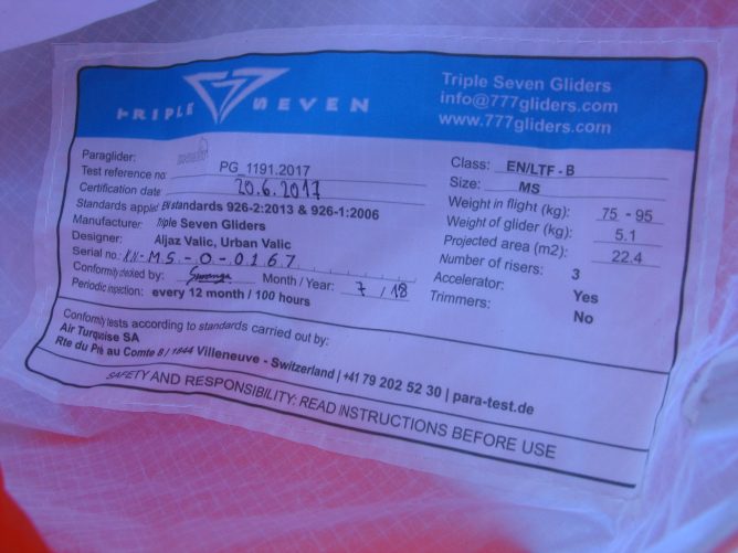 Triple Seven 777 Knight, MS, 2018, (75-95kg), 15h