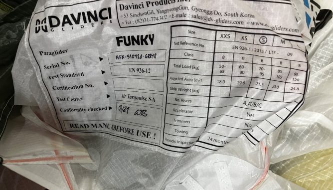 Davinci Gliders Funky, S, 2021, (70-95kg), 50h