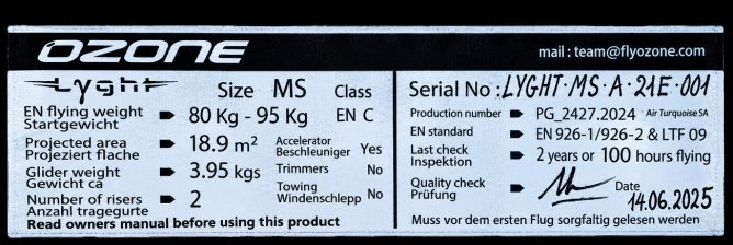 Ozone Lyght, MS, 2025, (75-95kg), 50h