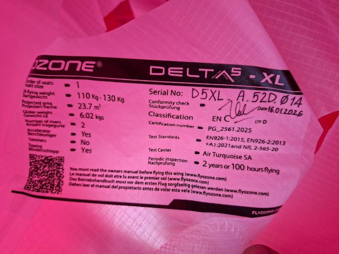 Ozone Delta 5, XL, 2026, (110-130kg), 60h