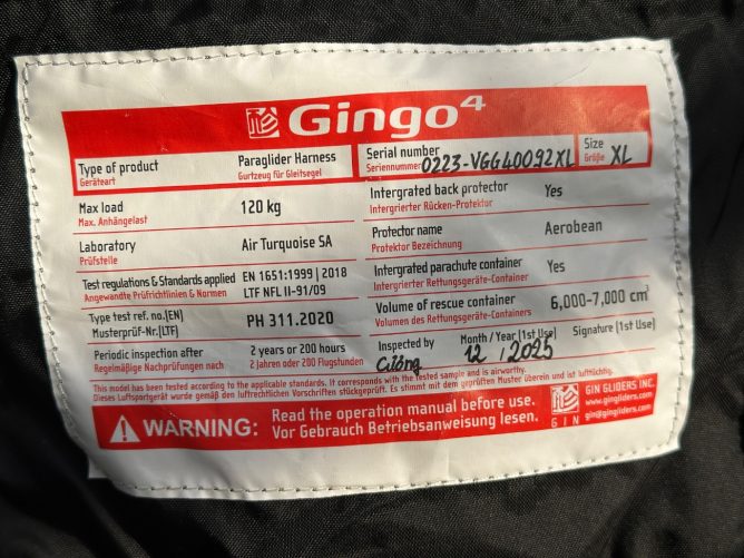 GIN Gliders Gingo 4, XL, 2025