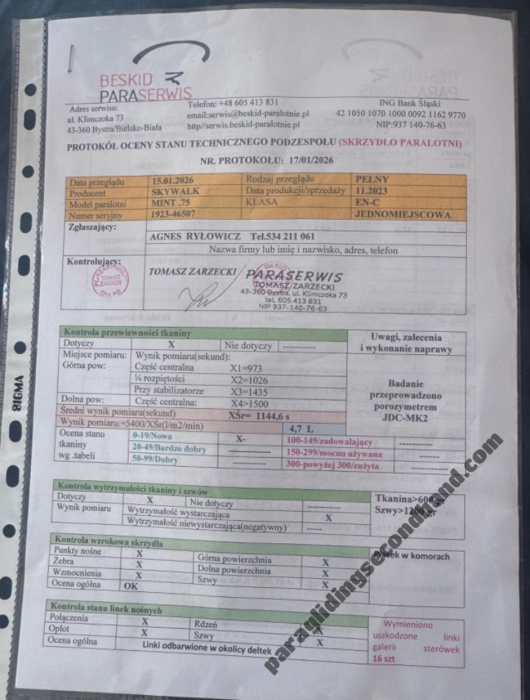 Skywalk Mint, 75, 2023, (55-75kg), 70h