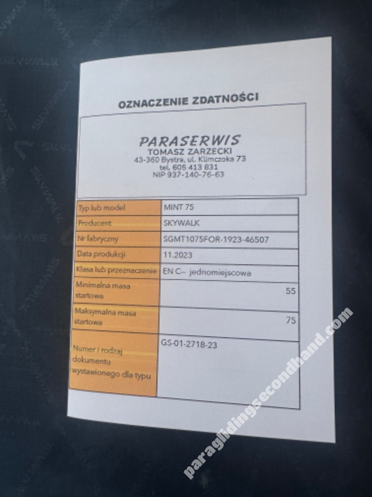 Skywalk Mint, 75, 2023, (55-75kg), 70h