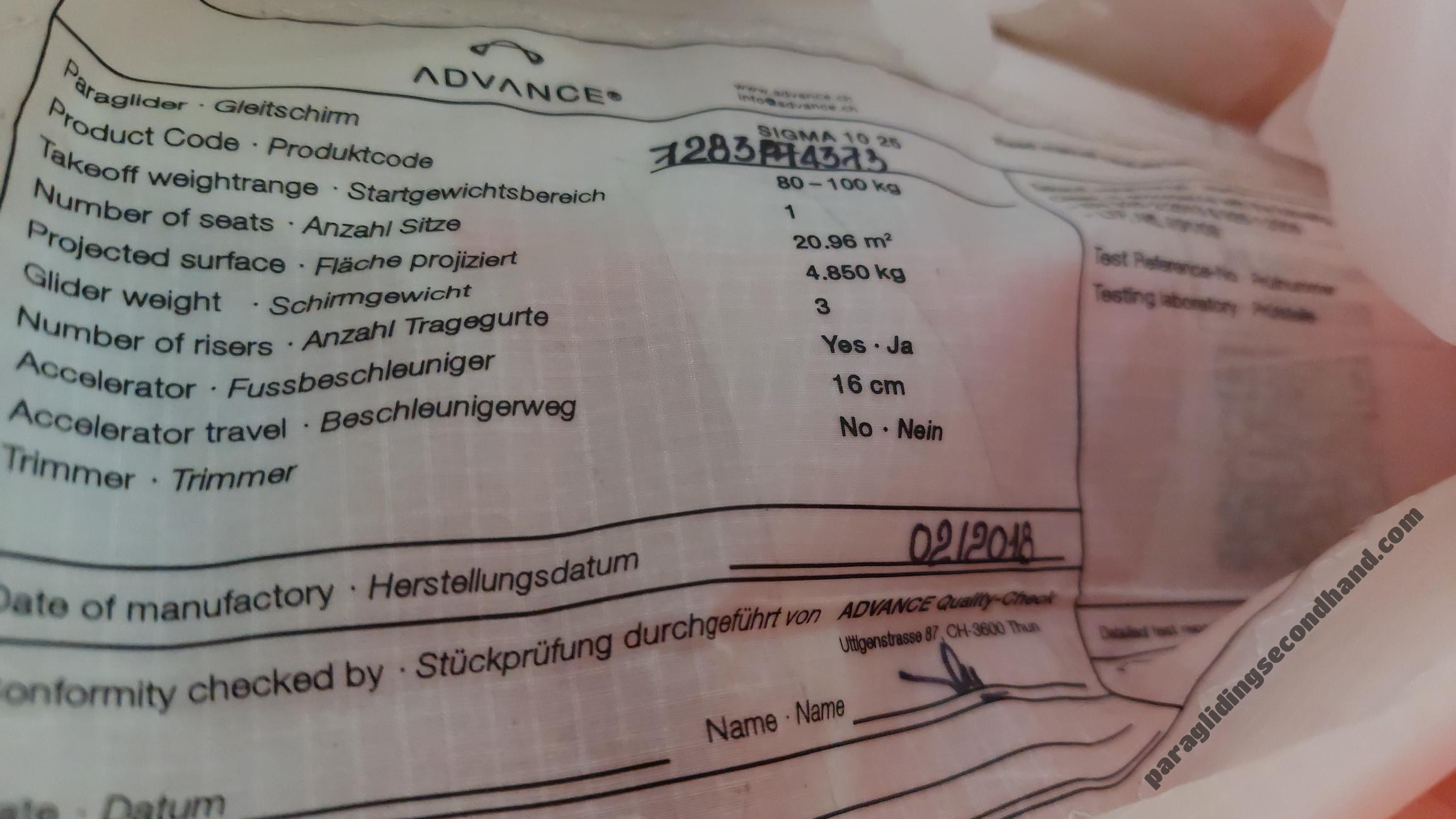 Advance Sigma 10, 25, 2018, (80-100kg), 280h