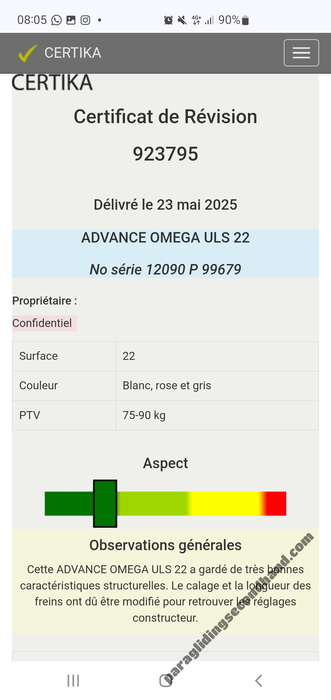 Advance Omega ULS, 22, 2000, (75-90kg), 150h