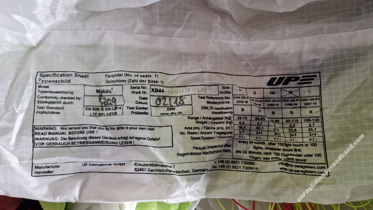 UP Makalu 4, M, 2018, (85-110kg), 2h