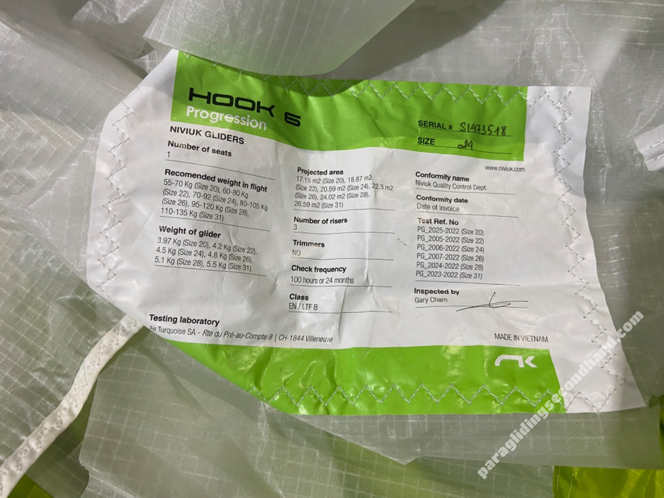 Niviuk Hook 6, 24, 2024, (70-92kg), 36h