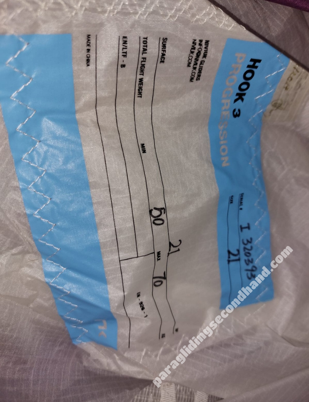 Niviuk HOOK 3, 21, 2013, (50-70kg), 50h