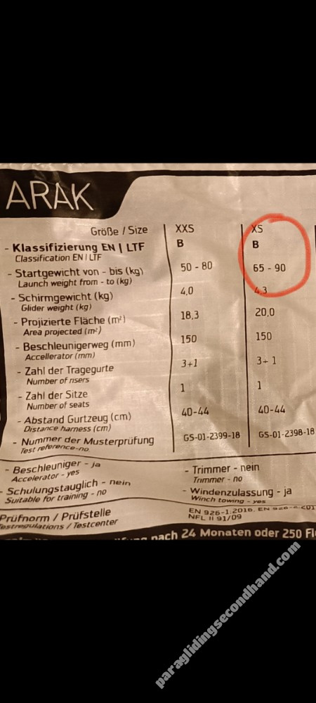 Skywalk ARAK, XS, 2024, (65-90kg), 5h