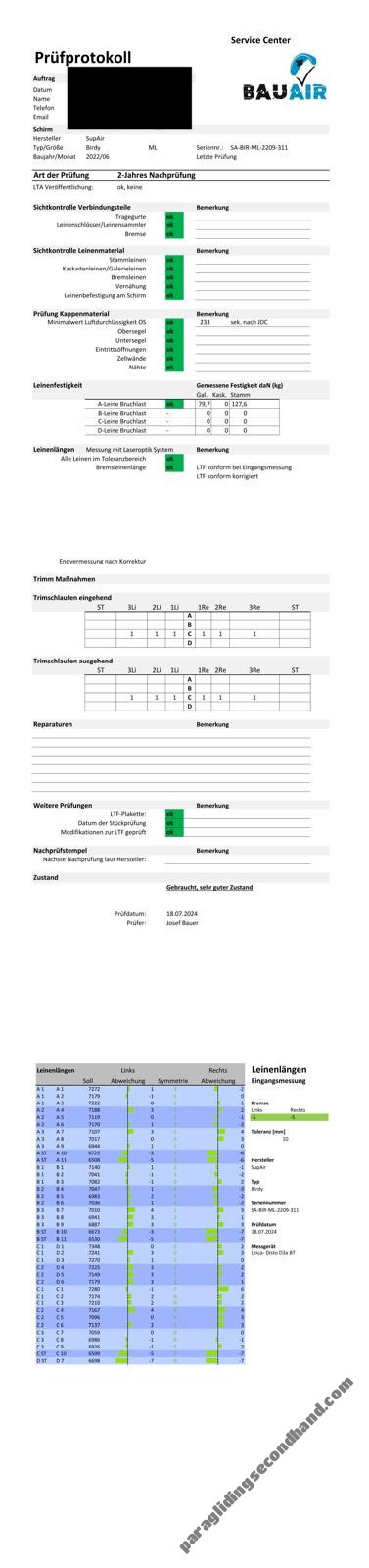 Supair Birdy, ML, 2022, (90-115kg), 50h