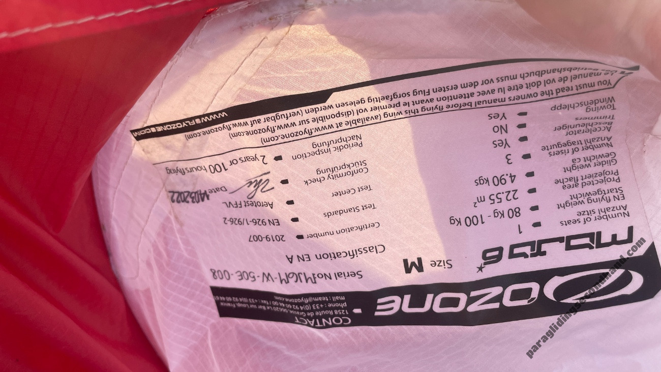 Ozone Mojo6, M, 2022, (80-100kg), 40h