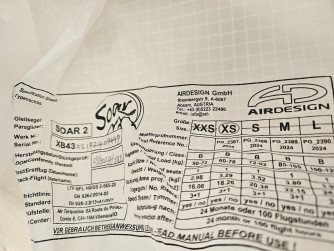 Air Design Soar 2, XS, 2024, (60-78kg), 40h