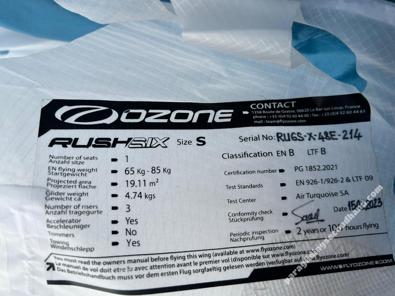 Ozone Rush 6, 65-85, 2023, (65-85kg), 30h