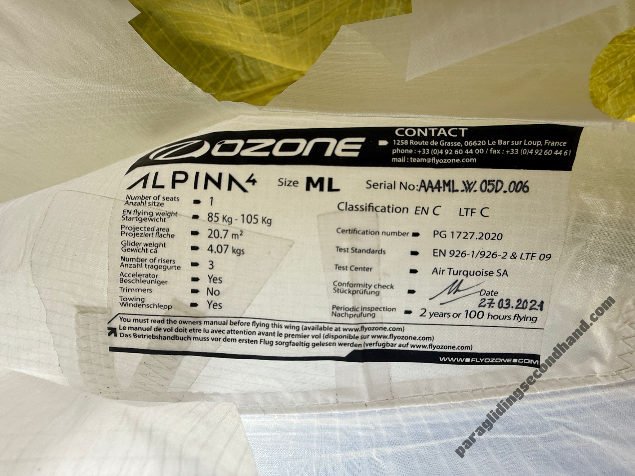 Ozone Alpina 4, ML, 2021, (85-105kg), 215h