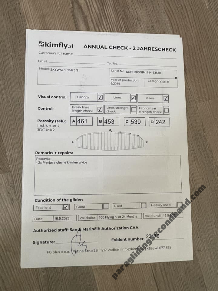 Skywalk Chilli 3, S, 2014, (80-100kg), 70h
