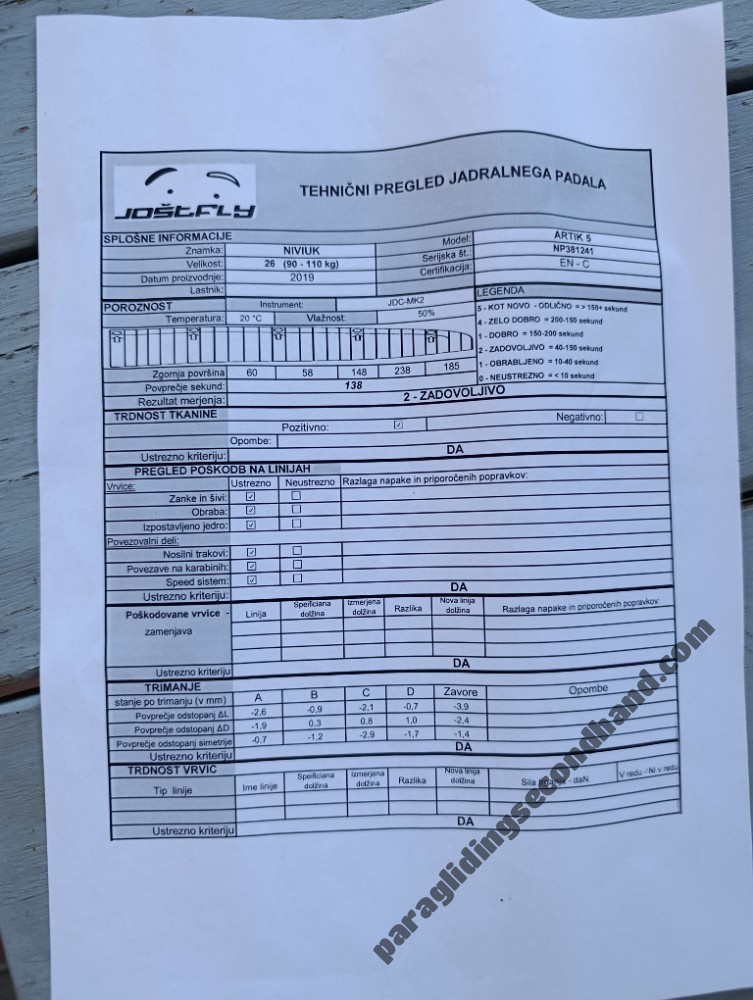 Niviuk artik 5, 26, 2018, (90-110kg), 200h