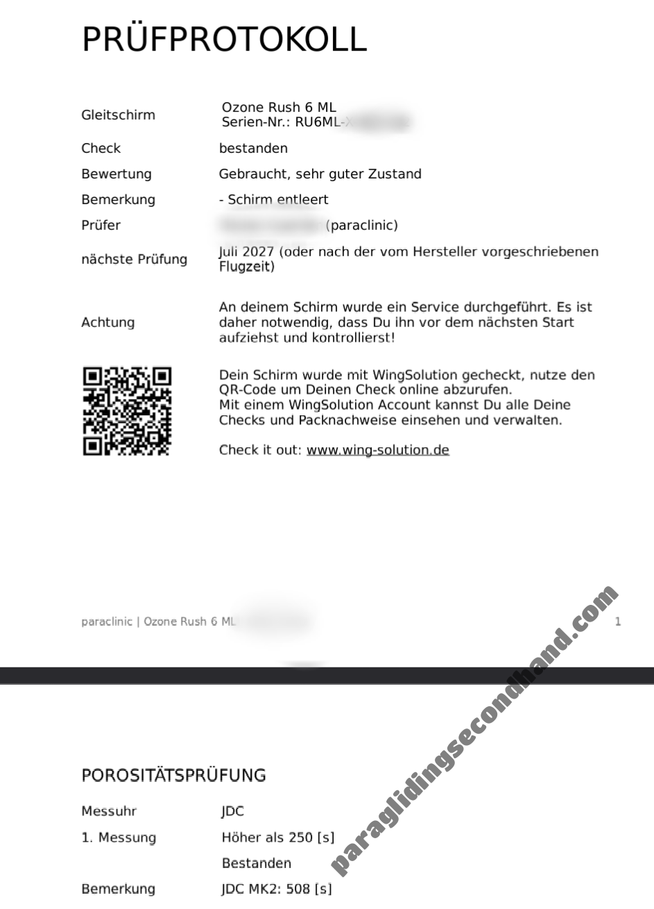Ozone Rush 6, ML, 2022, (85-105kg), 100h