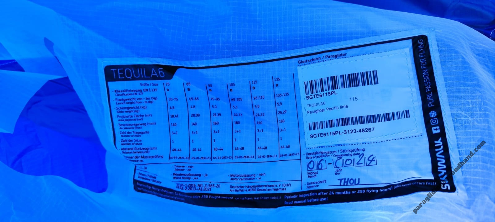 Skywalk Tequila 6, 115, 2024, (95-115kg), 1h