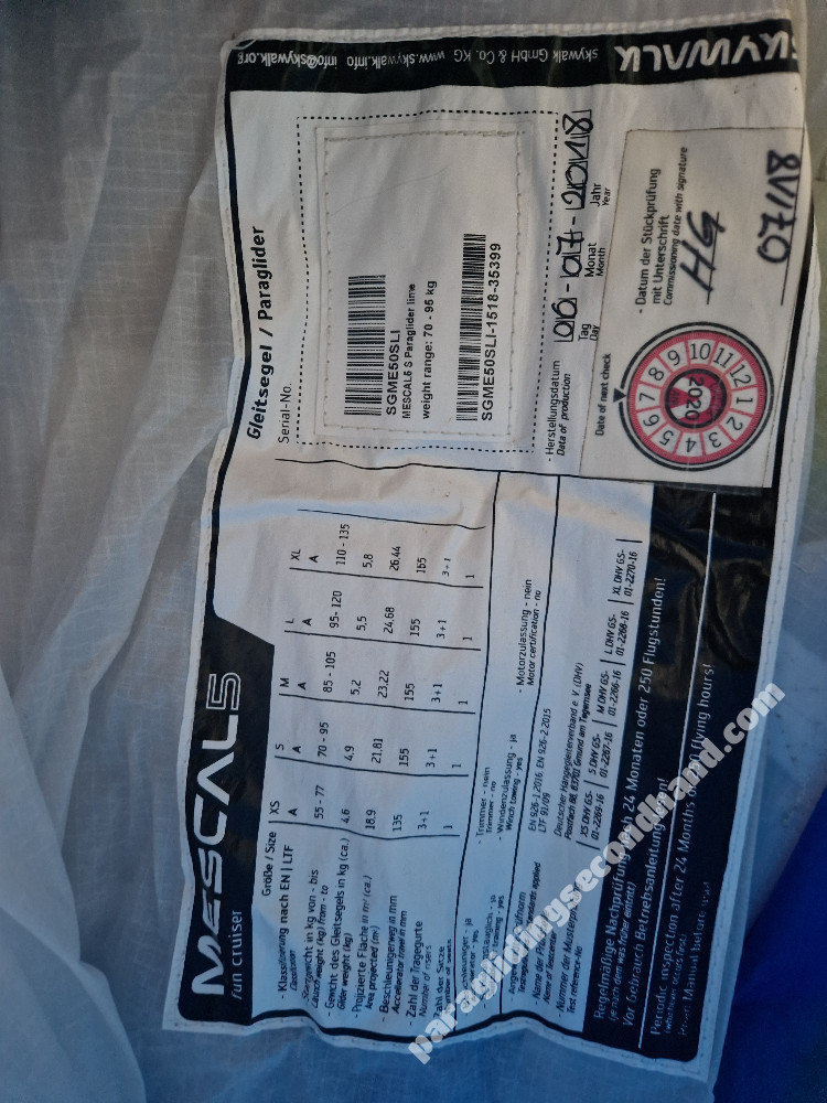Skywalk Mescal 5, S, 2018, (70-95kg), 60h