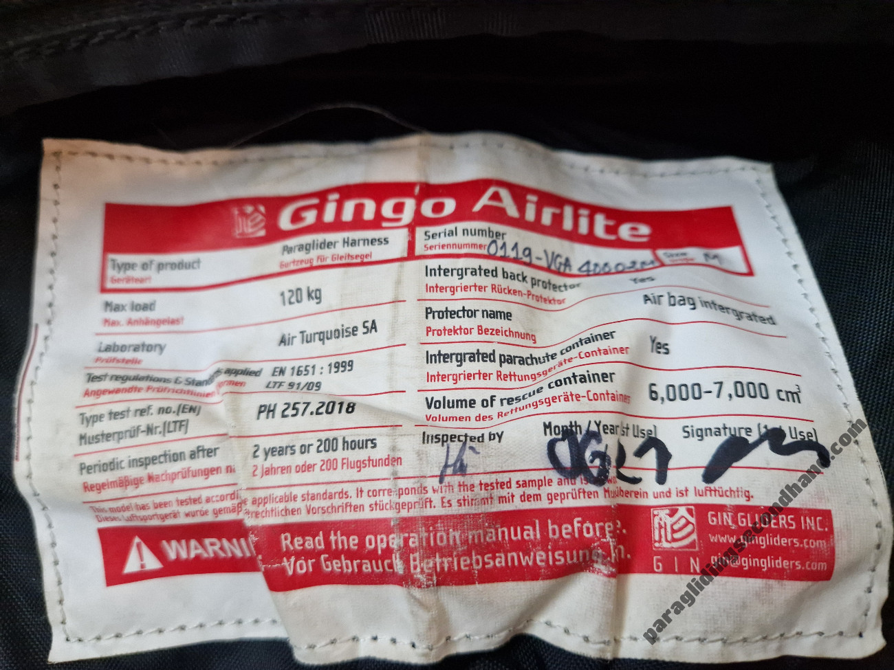 GIN Gliders Gingo Airlite 4, M, 2021