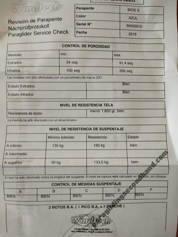 Windtech bios, S, 2018, (75-95kg), 60h