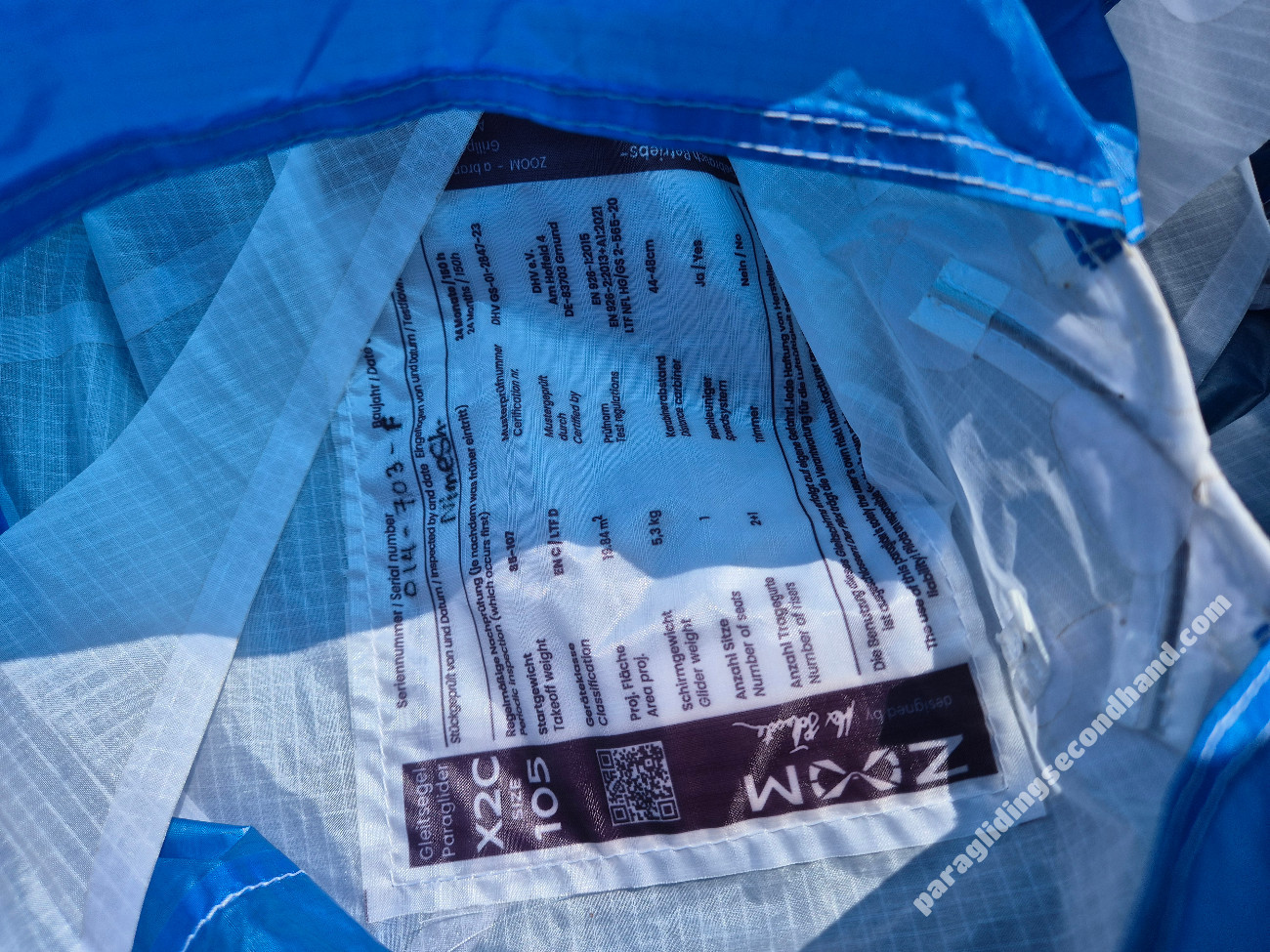 Zoom Paragliders X2C, 105, 2024, (85-107kg), 110h