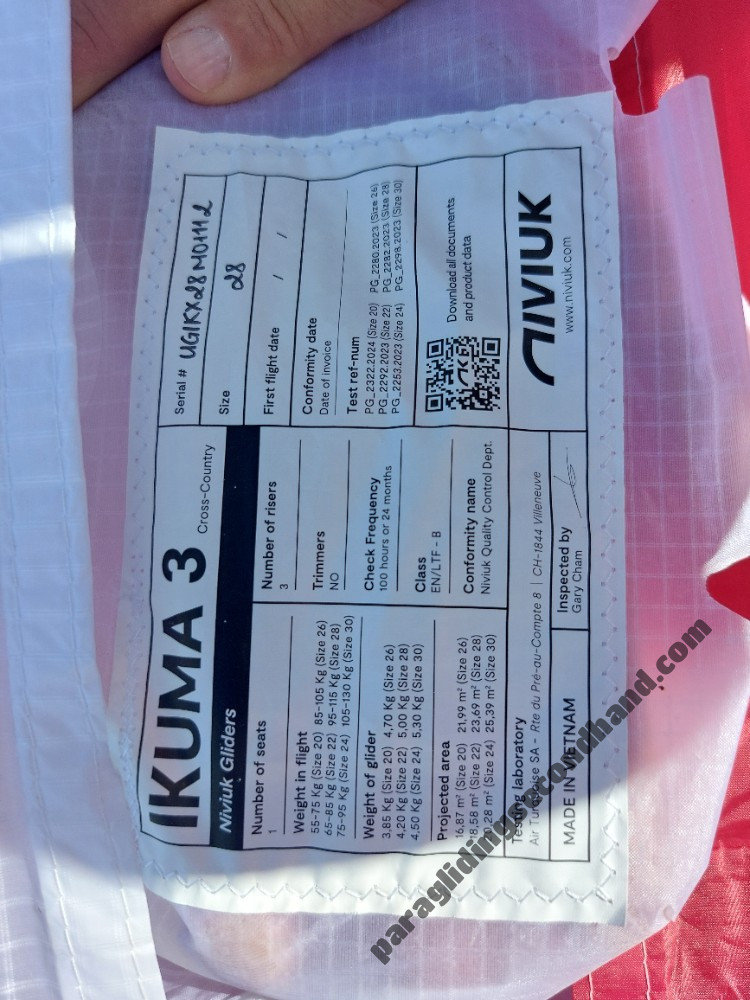 Niviuk Ikuma 3, L, 2025, (95-115kg), 20h