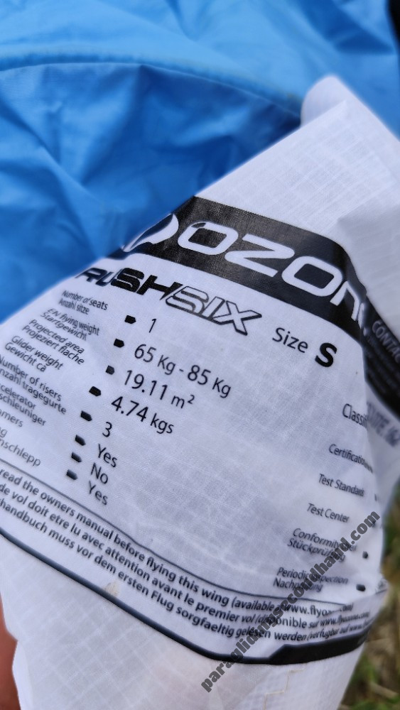 Ozone Rush 6, S, 2022, (65-85kg), 135h