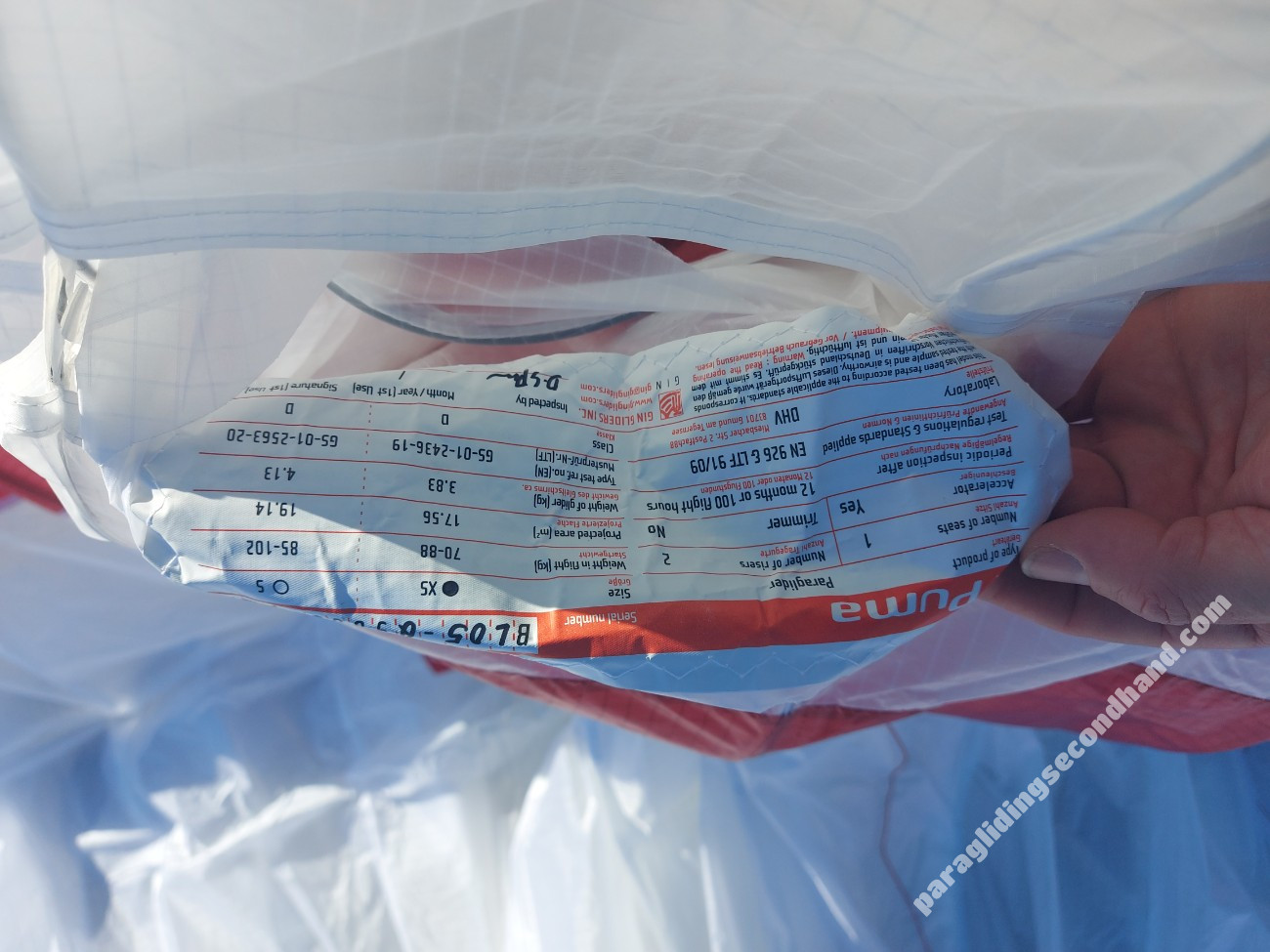 GIN Gliders Puma, XS, 2022, (70-88kg), 100h