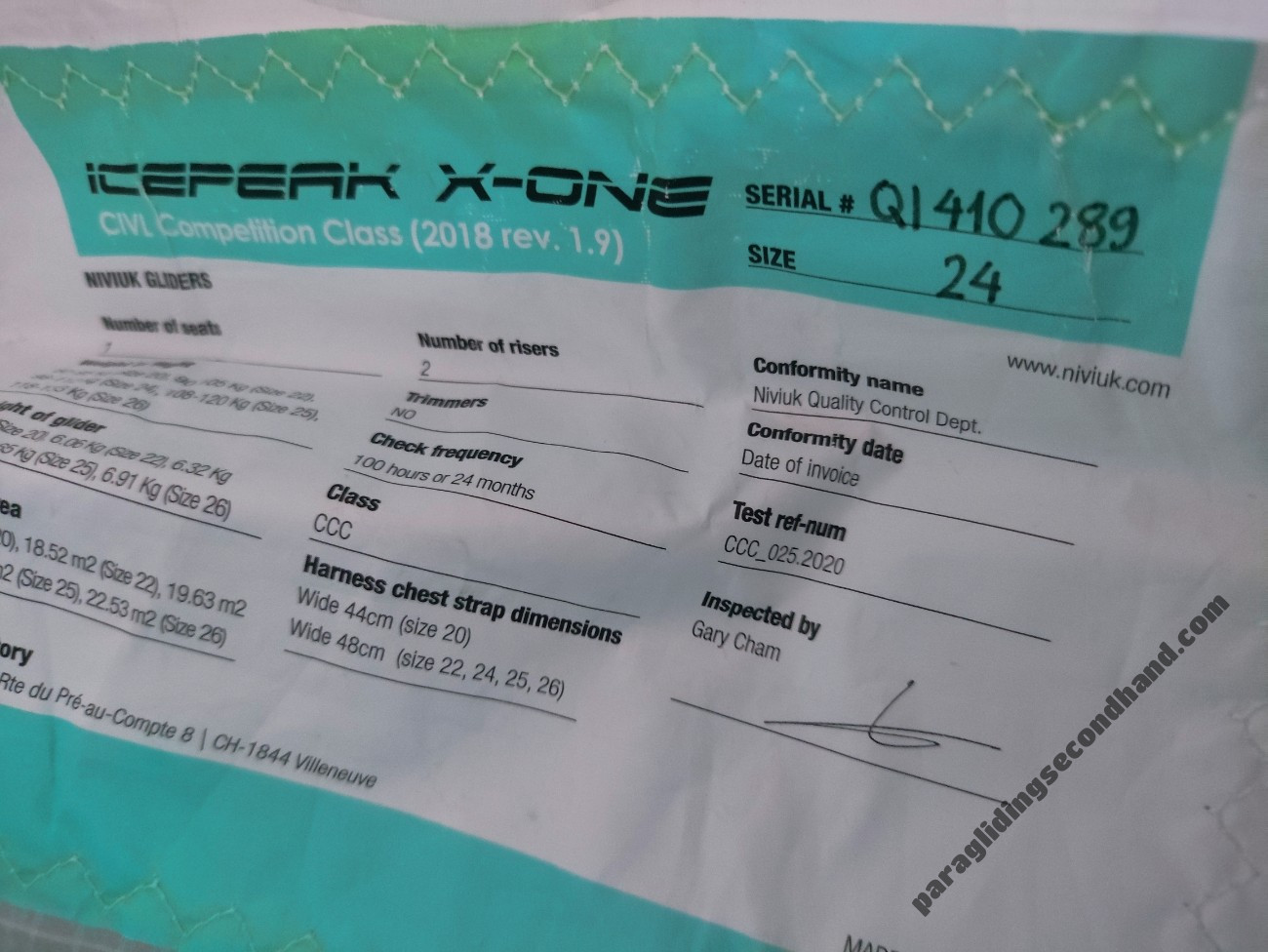 Niviuk Icepeak X-One, 24, 2021, (98-112kg), 350h