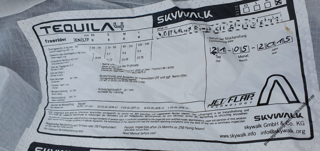 Skywalk Tequila 4, L, 2015, (100-130kg), 175h